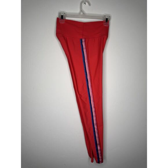 Spiritual Gangster Leggings Red 7/8 High Waist Side Metallic Stripe Sides M NWT - Picture 6 of 9